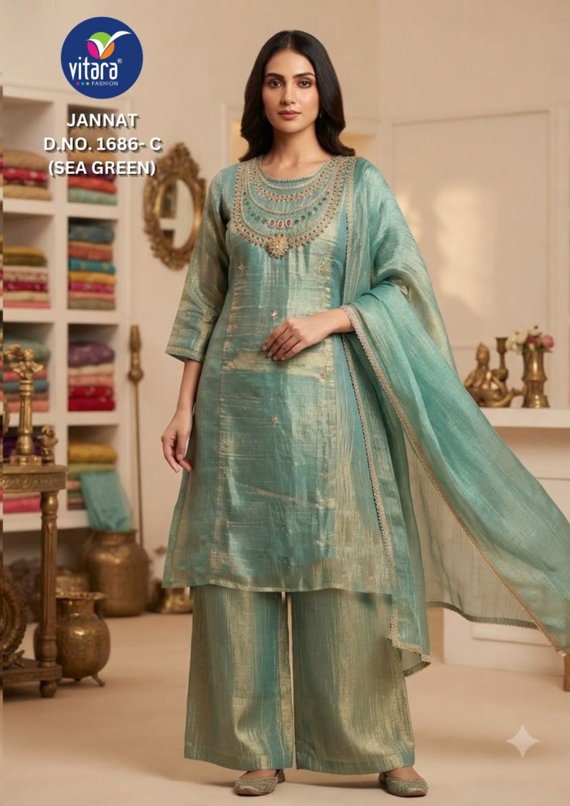 Jannat By Vitara Salsa Embroidery Kurtis Set Size Combo 
